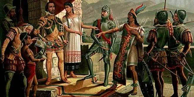 Hernán Cortés, Malinche y Moctezuma