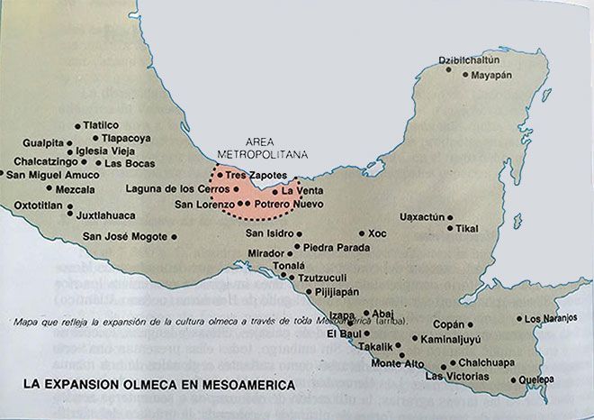 mappa della cultura olmeca